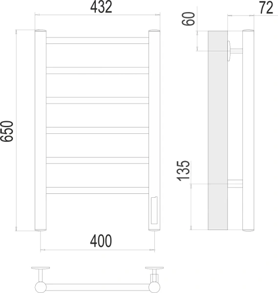 Полотенцесушитель электрический Terminus Аврора П6 400х650 нержавеющая сталь - фото 2