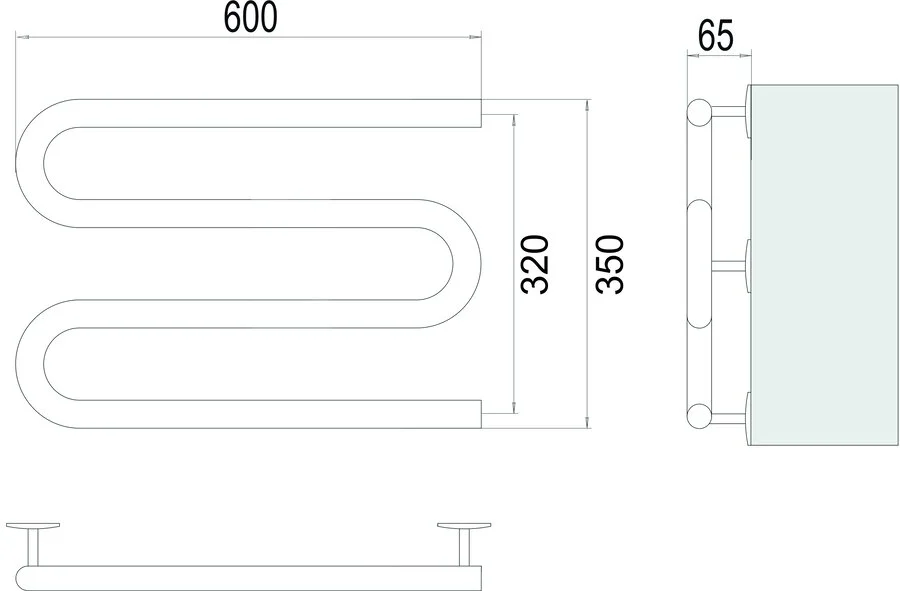 Полотенцесушитель электрический Terminus M-образный 600x350 нержавеющая сталь - фото 2
