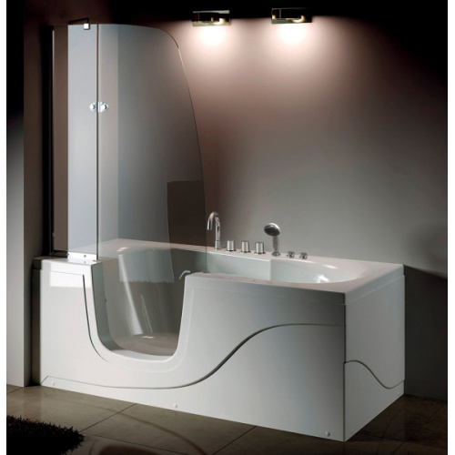 Акриловая ванна левосторонняя пристенная Gemy, современныe, hi-tech - фото 3