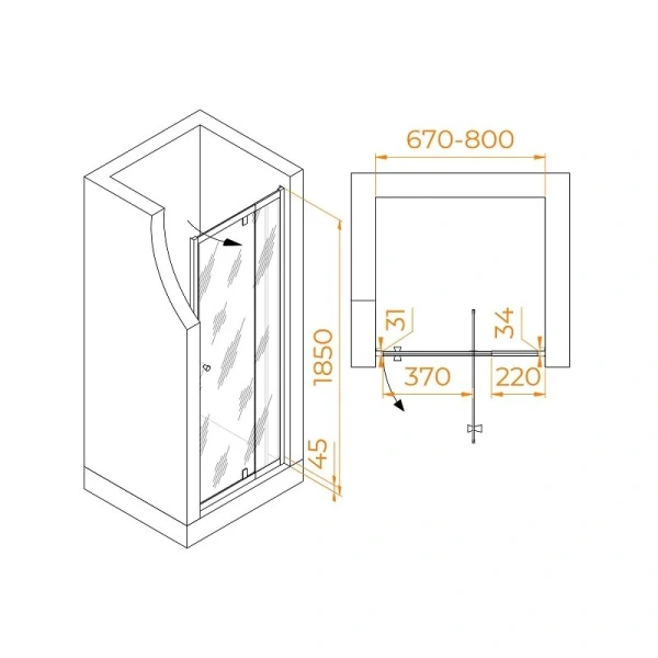 Душевая дверь в нишу RGW Passage PA-02 70 см стекло шиншилла - фото 3