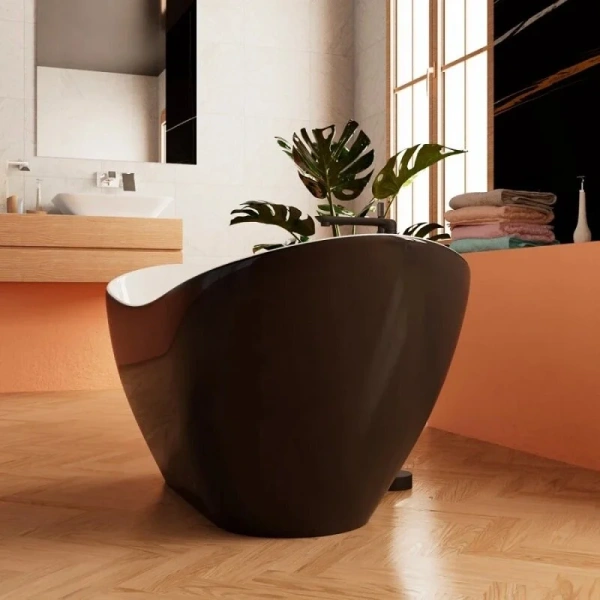 Ванна акриловая Frank F6107, 12520, 170 х 75 см, цвет белый/черный, овальные - фото 5