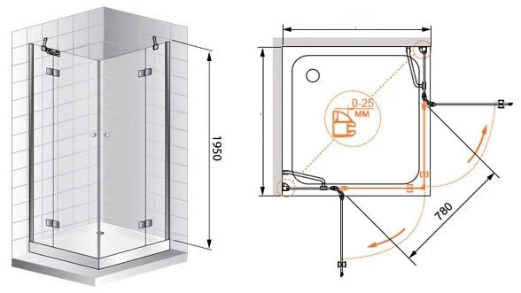 Душевой уголок Cezares Verona 100х100 см стекло рифленое - фото 4