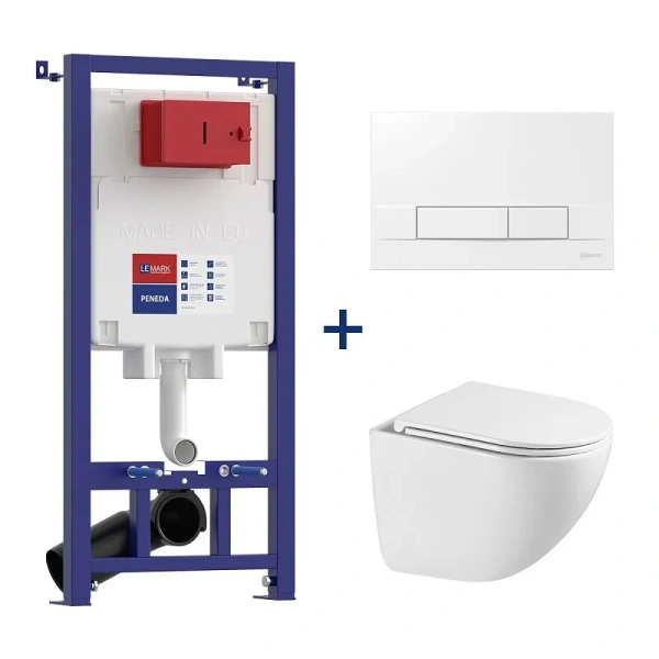 Унитаз с инсталляцией Lemark Glazer 10080 с сиденьем микролифт - фото 1