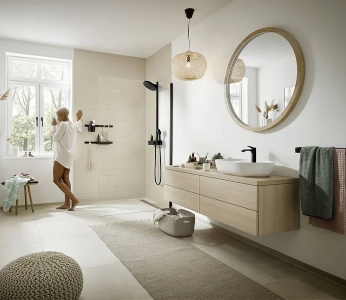Душевая стойка Hansgrohe Pulsify черная матовая, без излива - фото 5