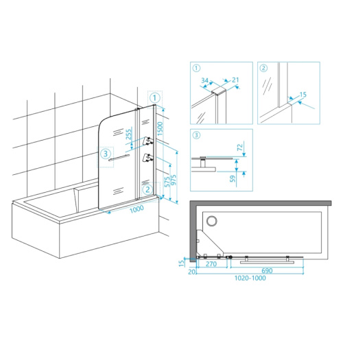 Шторка для ванны RGW Screens RGW SC-08 100 - фото 2