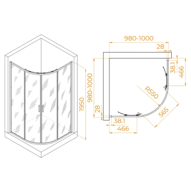Душевой уголок RGW Passage PA-52 03085200-1 100х100 см четверть круга - фото 4