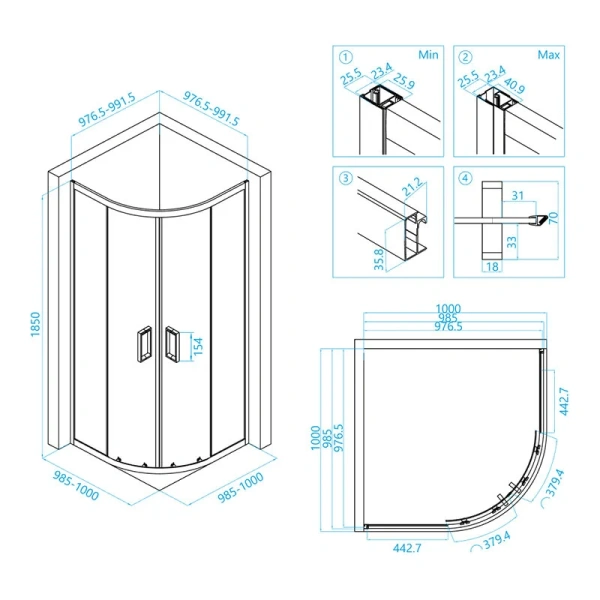 Душевой уголок RGW Classic CL-54 32095400 100х100 см раздвижная дверь - фото 2