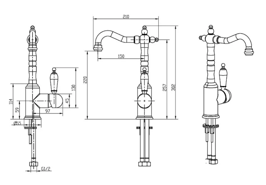 Раковина Ceramalux NC 59 см накладная, современные, hi-tech, декорированные - фото 2