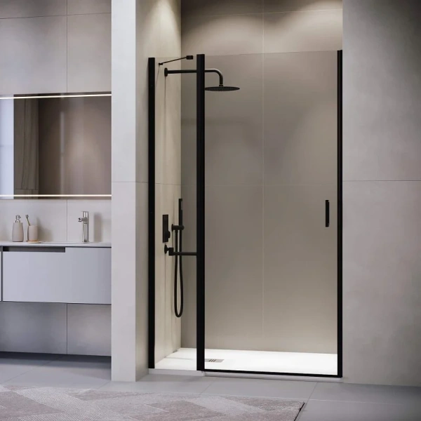 Душевая дверь в нишу RGW Leipzig LE-004B 100 см профиль черный, стекло прозрачное - фото 1