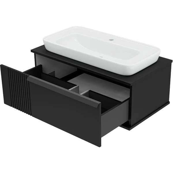 Тумба под раковину подвесная Brevita Savoy 90 см черная - фото 4