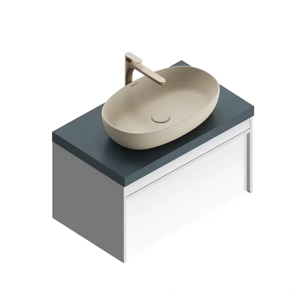 Тумба под раковину подвесная Kerama Marazzi Modula 80 см белая, моноблок, под накладную раковину - фото 5