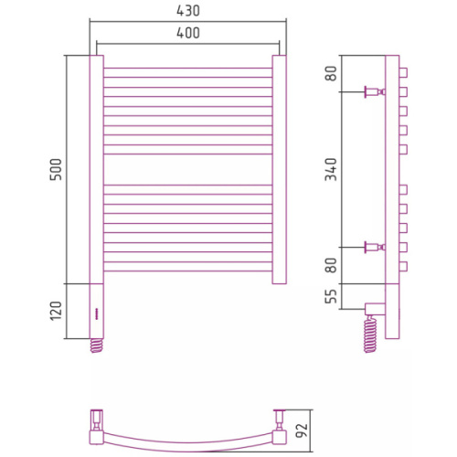 Полотенцесушитель электрический Сунержа Аркус 3.0 40x50 см левый - фото 3