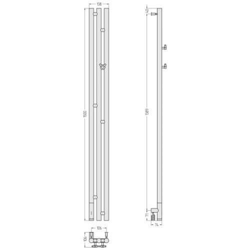 Полотенцесушитель электрический Сунержа Терция 3.0 10.6х150 см левый другие цветовые решения - фото 3
