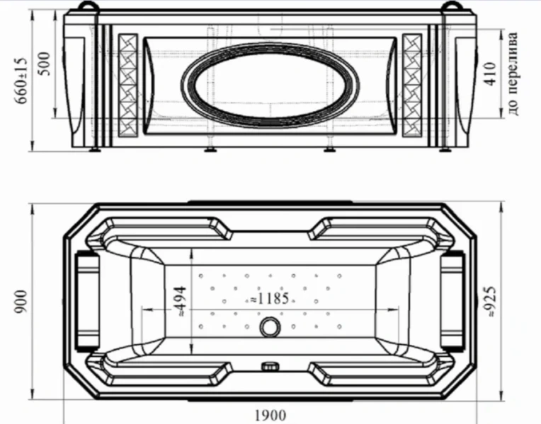 Акриловая ванна Fra Grande Фернандо-Chrome 4-01-2-0-0-422, 190 x 90 см, рама-подставка на декоративных ножках, комплект панелей, подголовник - 2 шт., слив-перелив полуавтомат, 10 форсунок Релакс, 6 минифорсунок Релакс, контроллер 200, белая/хром - фото 2