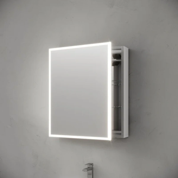 Зеркальный шкаф с подсветкой Sancos Evoke 60 см серый, с подсветкой, с розеткой - фото 8