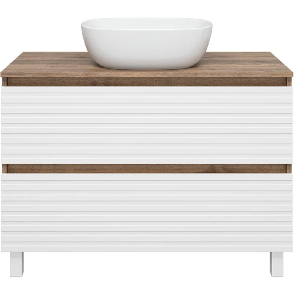 Тумба под раковину напольная Brevita Dakota 100 см дуб галифакс олово, белый - фото 2