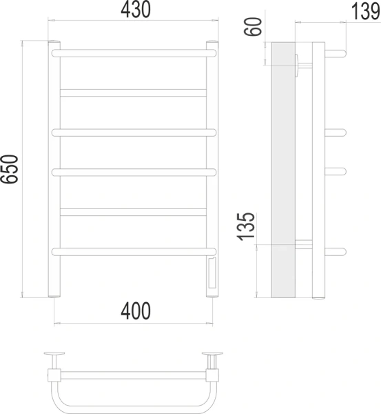Полотенцесушитель электрический Terminus Евромикс квадро П6 40х65 см из нержавеющей стали - фото 2