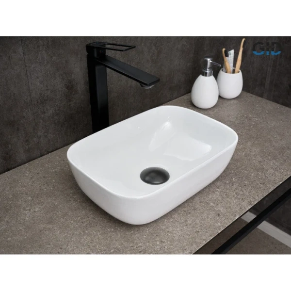 Раковина GID Geometrico N1334 36 см белая, маленькие, в форме чаши, прямоугольной формы - фото 5