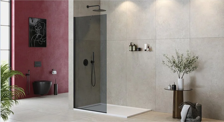 Душевая перегородка Cezares Liberta 100 см стекло графит, профиль черный - фото 3