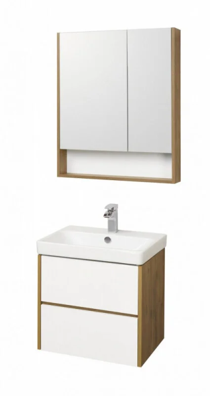 Тумба с раковиной подвесная Акватон Сканди 70 см белая/дуб рустикальный, моноблок - фото 5