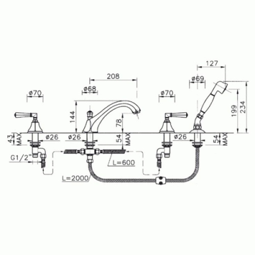 Смеситель для ванны Nicolazzi Teide 1904 - фото 4