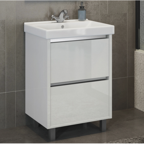 Тумба с раковиной напольная Comforty Дублин 60 см белый глянец - фото 1