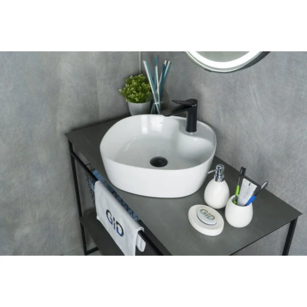 Раковина GID Geometrico N9442 44 см белая, в форме чаши, квадратная - фото 5