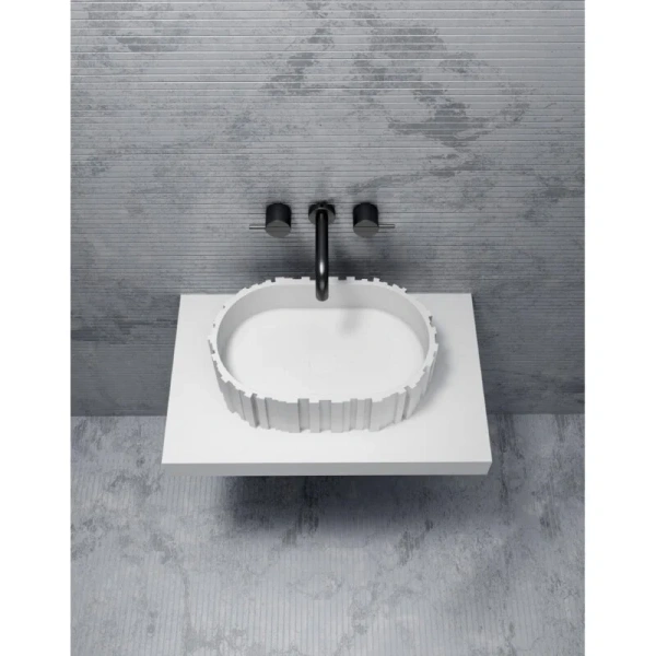 Раковина Abber Stein 56 см белая матовая - фото 1