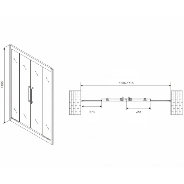 Душевая дверь в нишу Abber Schwarzer Diamant 170 см профиль черный, современные, hi-tech - фото 2