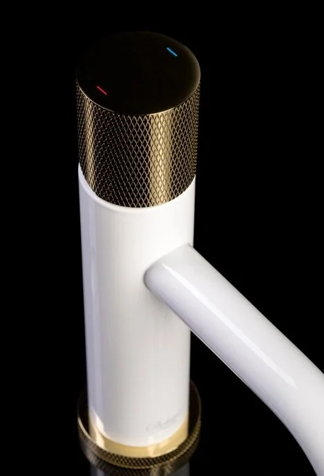 Смеситель для раковины Boheme Stick white touch gold, современные, hi-tech - фото 3