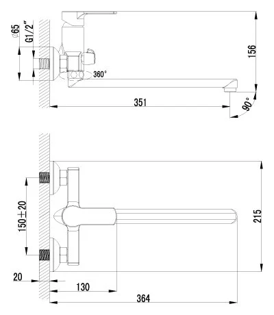 Смеситель для ванны Lemark Plus Grace LM1551C - фото 2