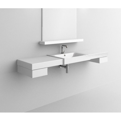 Раковина полувстраиваемая с одним отверстием под смеситель Kerasan Cento 3546bi*1, прямоугольной формы - фото 5