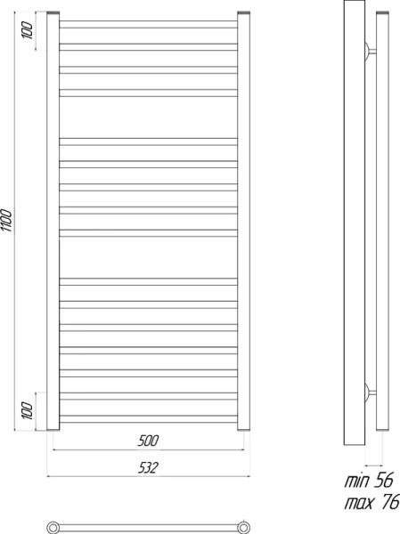 Полотенцесушитель водяной Lemark Ursus 50х110 см из нержавеющей стали - фото 3
