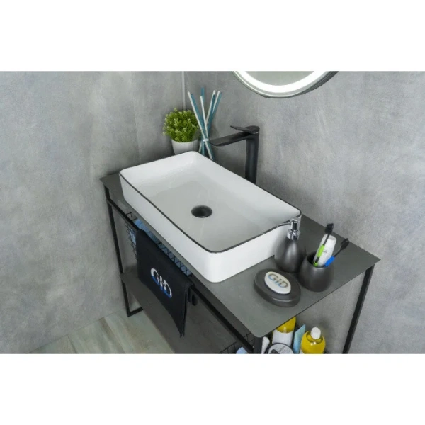 Раковина GID Geometrico Nc9399 60 см белая/черная - фото 3