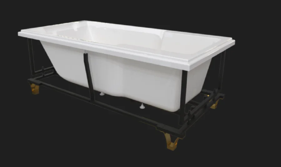 Акриловая ванна Fra Grande Русильон 4-01-3-0-1-423, 180 x 90 см, рама-подставка на декоративных ножках, подголовник, белая/золото, другие - фото 8