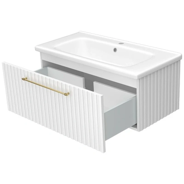 Тумба под раковину подвесная Brevita Alicante 90 см белая, белая - фото 7