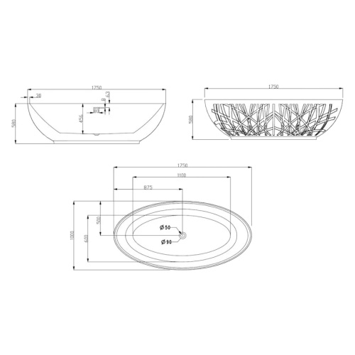 Акриловая ванна Abber 175х100 см белая - фото 3