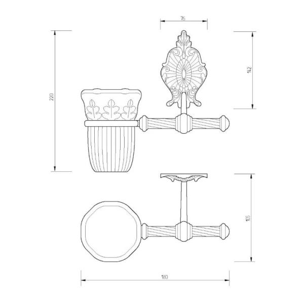 Стакан для ванной Migliore Elisabetta бронза, классические, ретро, декорированные - фото 2