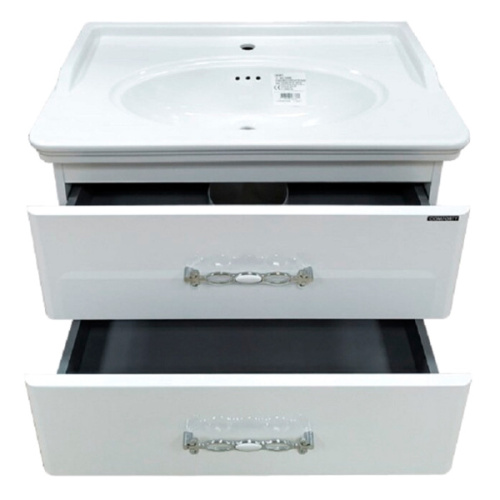 Тумба с раковиной подвесная Comforty Неаполь 80 см белый глянец, современная, hi-tech - фото 3