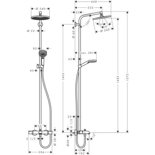 Душевая стойка Hansgrohe Crometta S хром - фото 2