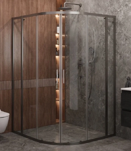 Душевой уголок Cezares Molveno 130х120 см стекло прозрачное профиль оружейная сталь - фото 1
