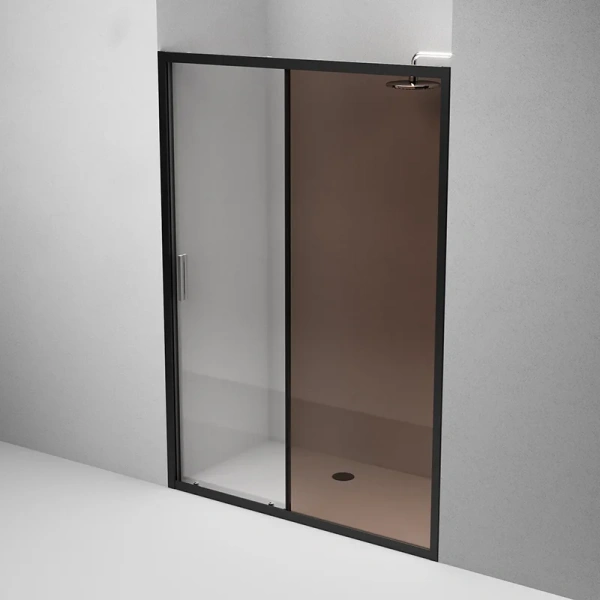 Душевая дверь в нишу AM.PM Gem Solo 140 см профиль черный стекло бронза, черные - фото 4
