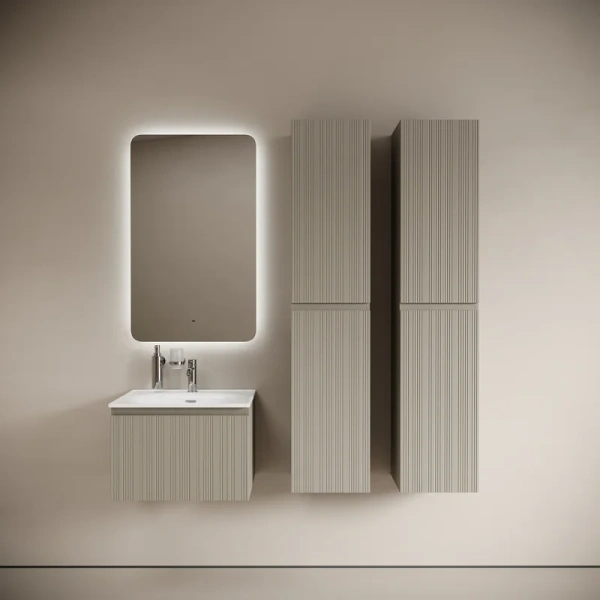 Тумба под раковину подвесная Sancos Code 60 см серая платина, моноблок - фото 5