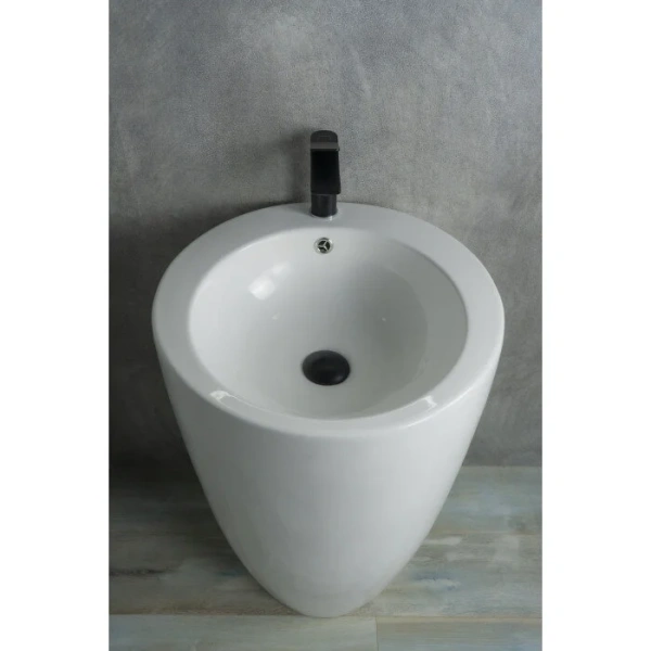 Раковина напольная GID Nb133 49 см белая, круглой формы, моноблок - фото 5