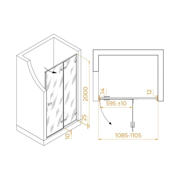 Душевая дверь в нишу RGW Stilvoll SV-004Gr 110 см профиль серый, стекло матовое - фото 4