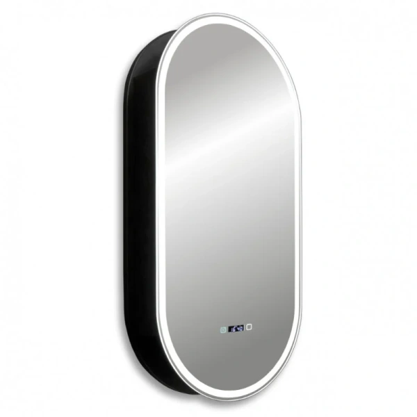 Зеркальный шкаф с подсветкой Abber Kontur 50 см черный - фото 1