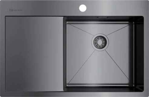 Мойка для кухни Omoikiri Akisame 78-GM-R 78 см вороненая сталь чаша справа - фото 5