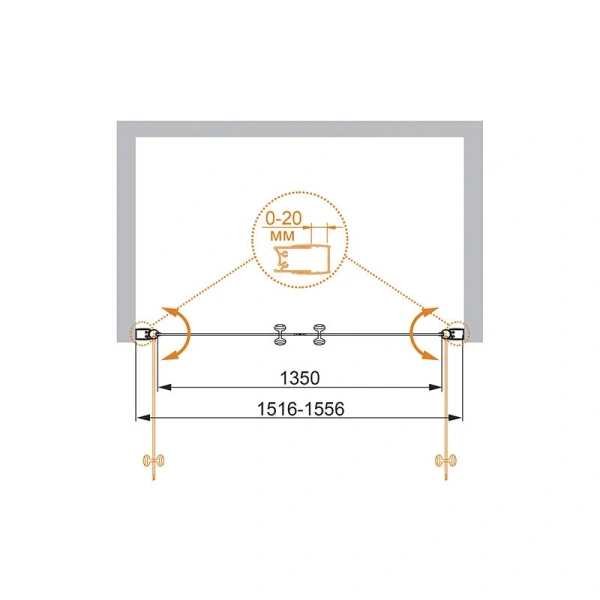 Душевая дверь в нишу Cezares Elena 155 см с прозрачным стеклом - фото 2