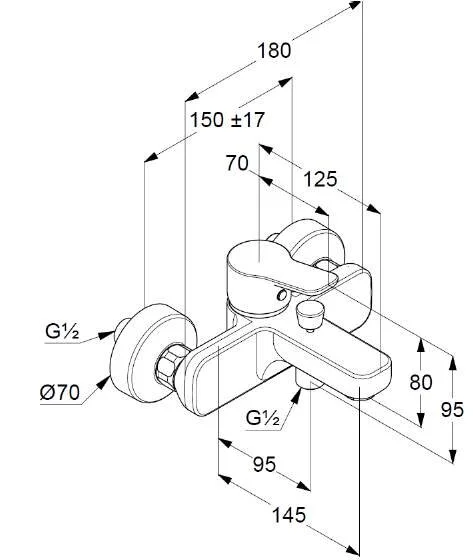 Смеситель для ванны Kludi Pure&Easy 37681 латунь - фото 2