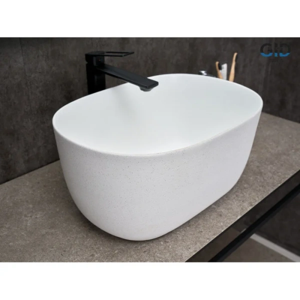 Раковина GID Creativo N9302wg 45 см белая матовая/белый графит - фото 3